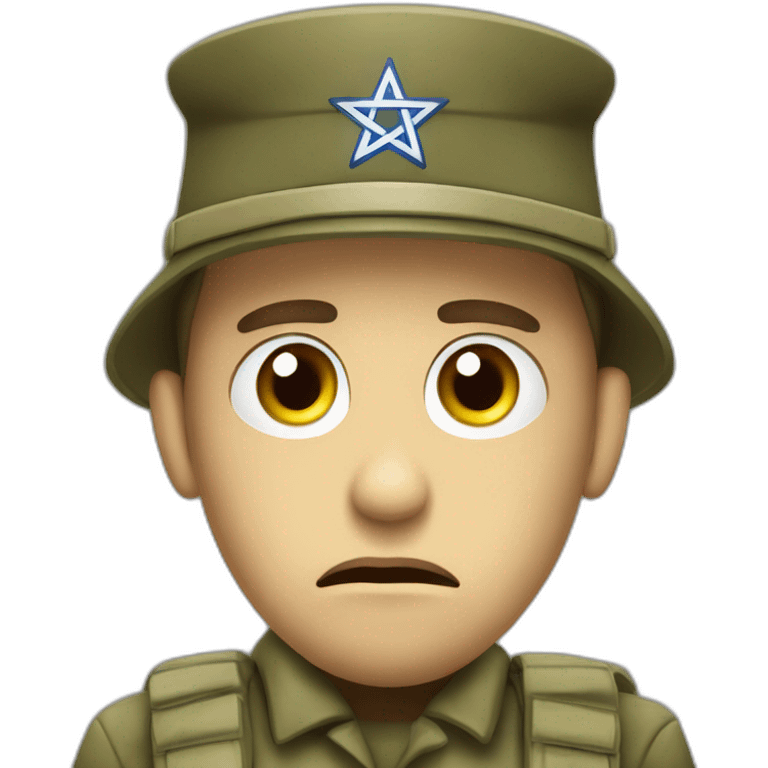 sad upset jewish combat solider magen david face emoji