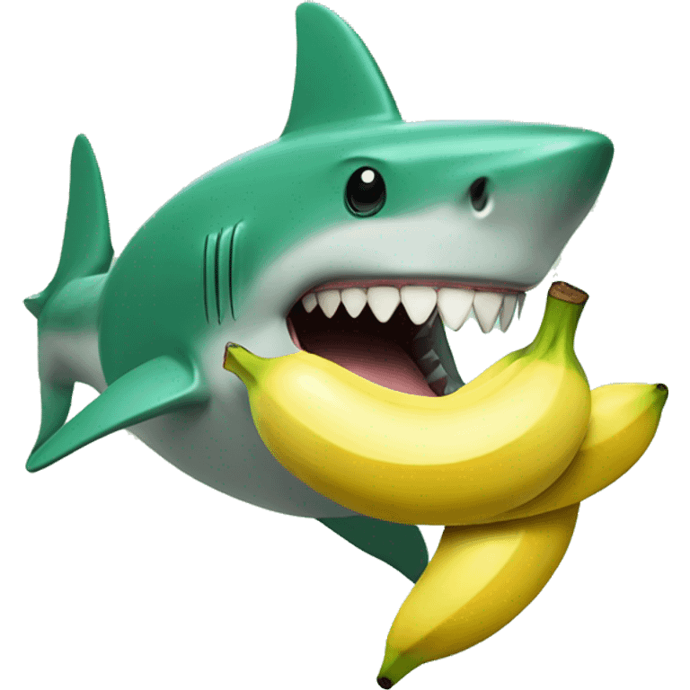 Green shark eating a banana  emoji