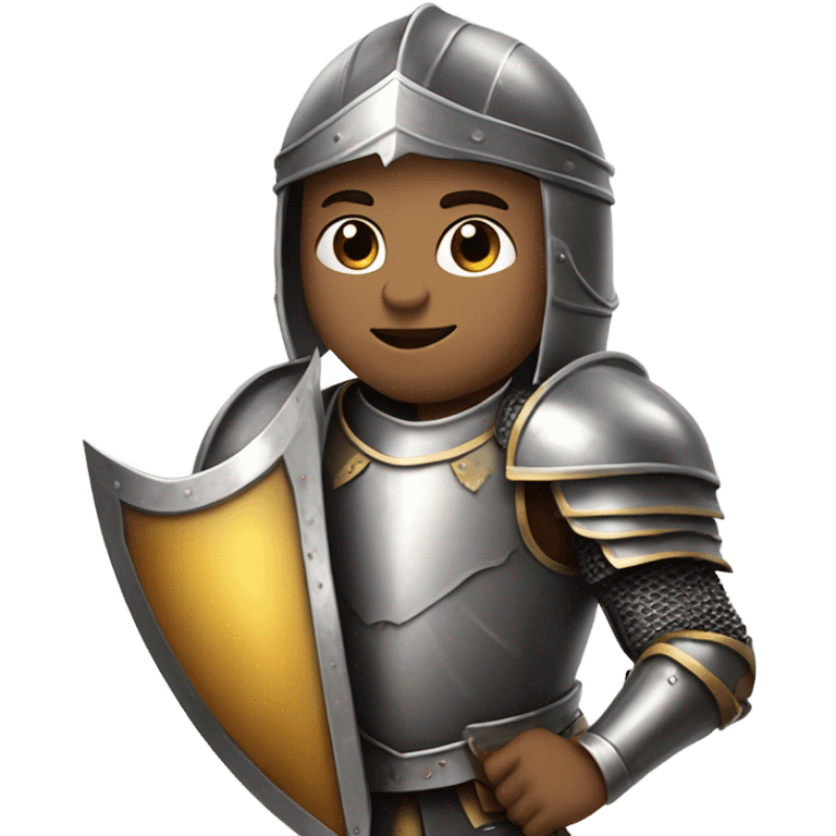 boy in knight's dress ready for tournament with lance and shield emoji