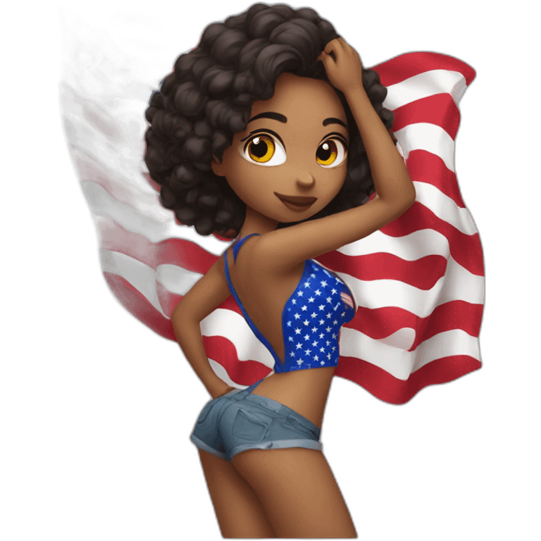 Sexy girl wearing American flag emoji