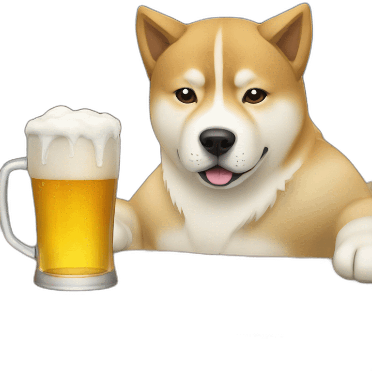 Akita-inu and Labrador drinking beer emoji