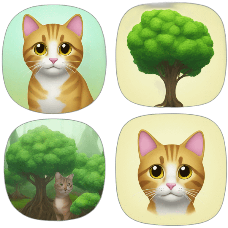 Cat and wale with plans trees emoji