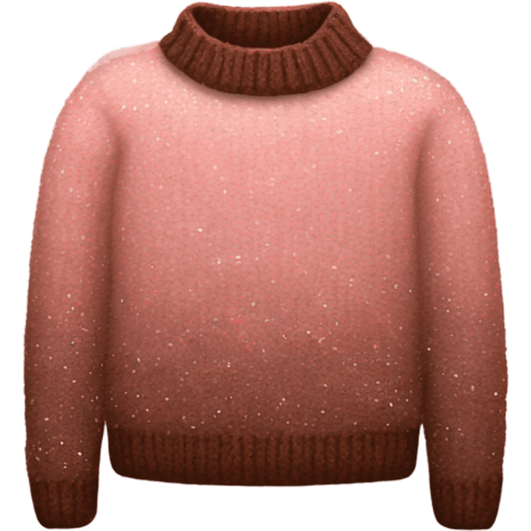 cozy knitted pink brown sweater with a glitter design emoji