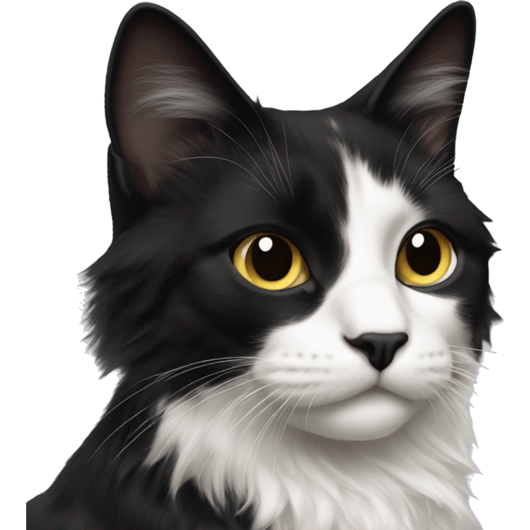 black and white cat long haired emoji