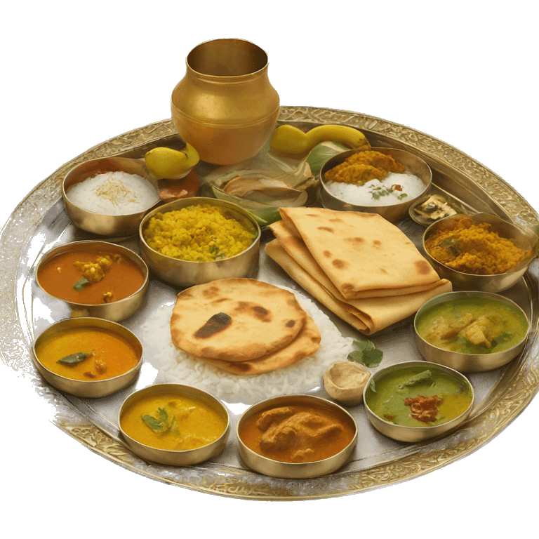 Indian meal in gold thali emoji