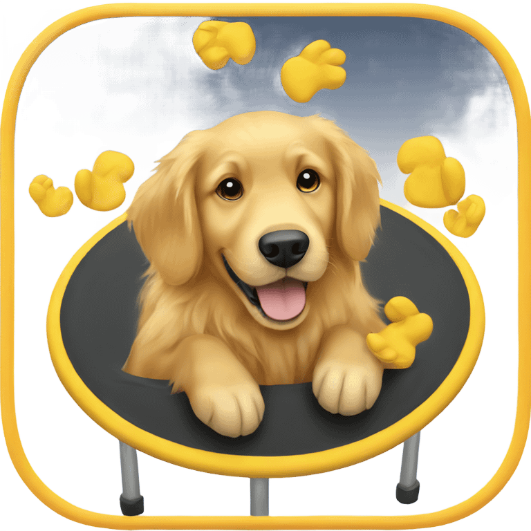 Golden retriever on a trampoline emoji