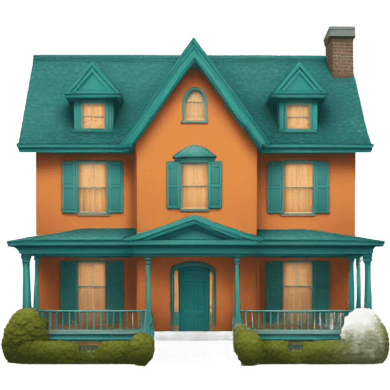 Teal grand house with orange accents emoji