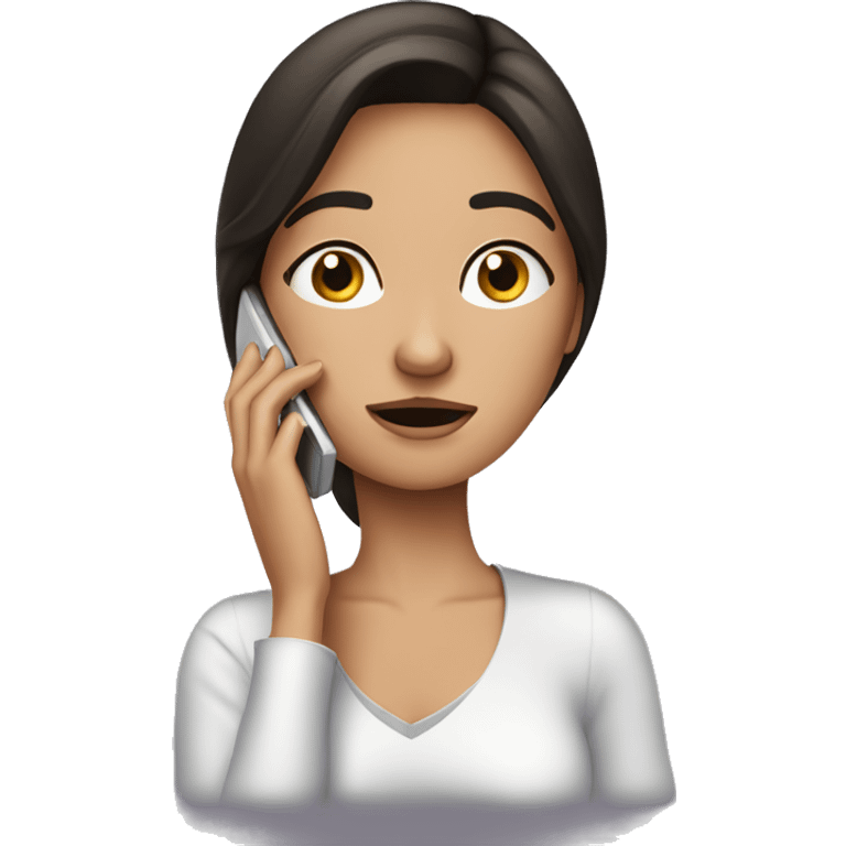 Beautiful Brunette Woman talking on her cellphone crying emoji