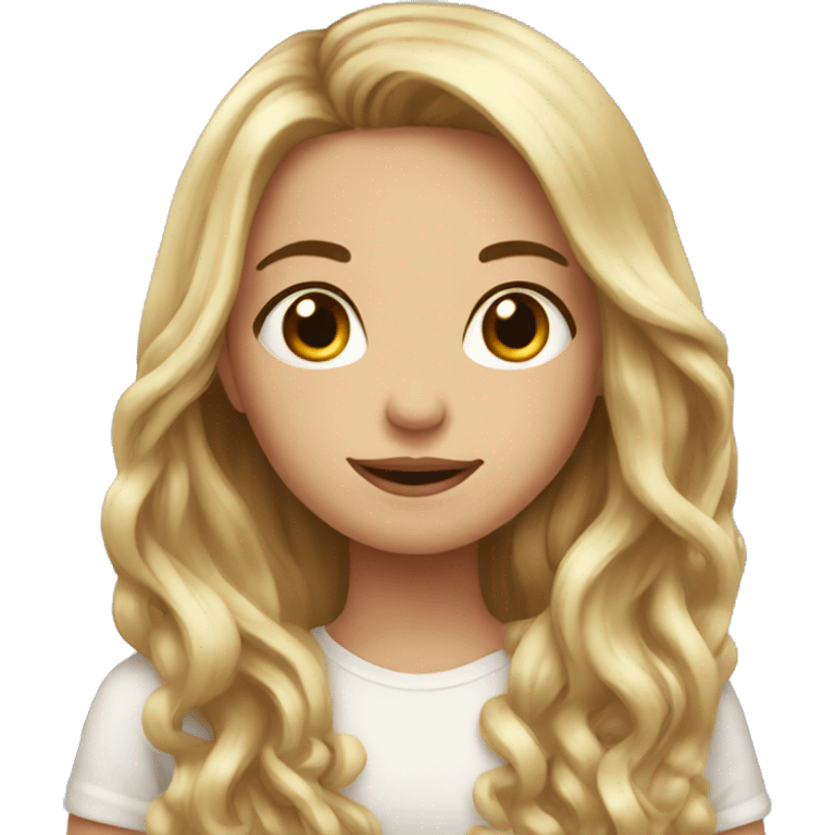 Girl with long hair and with long nail and pretty emoji