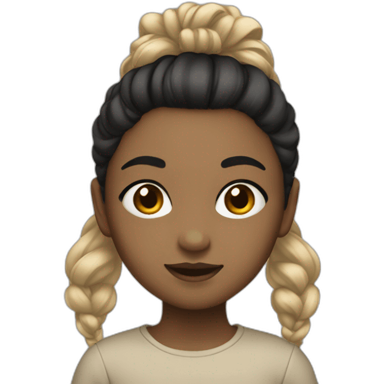 Girl,Beige,black Twin Tail Hair emoji