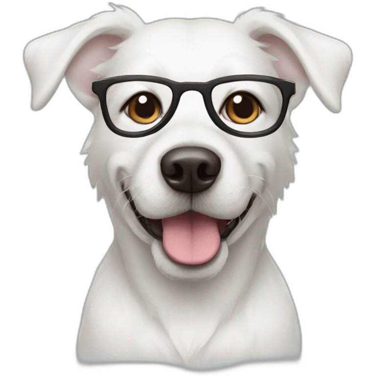 White dog wear glasses emoji