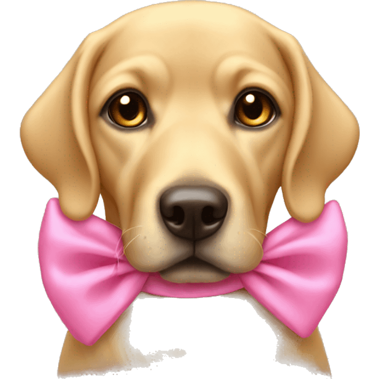 Golden lablador with pink bows on the ears  emoji