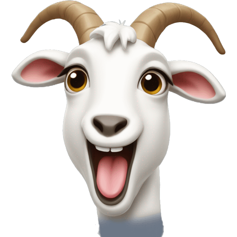 A goat sticking it's tongue out emoji