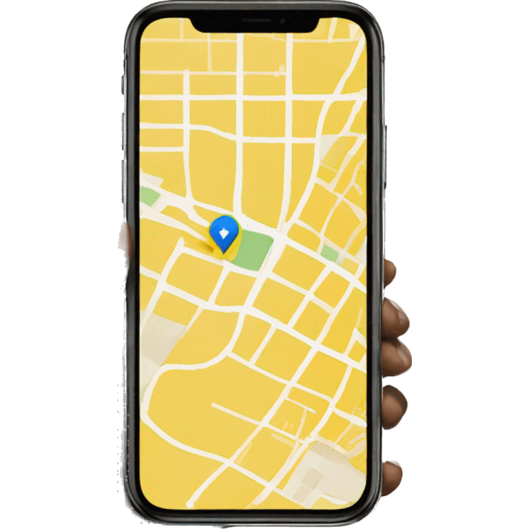 hand holding a iphone yellow map emoji