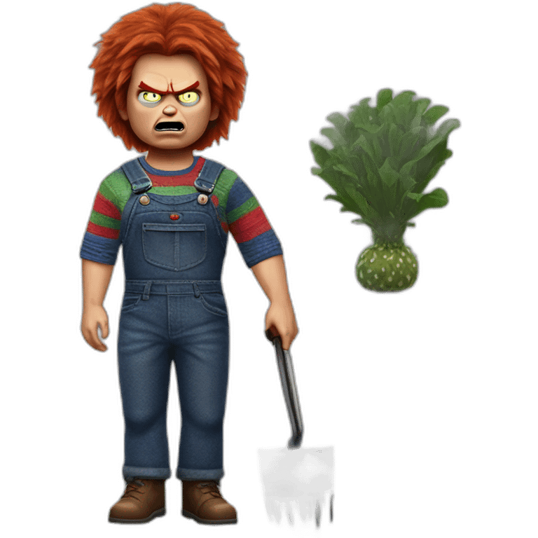 Angry Chucky as chia pet Friday the 13th emoji