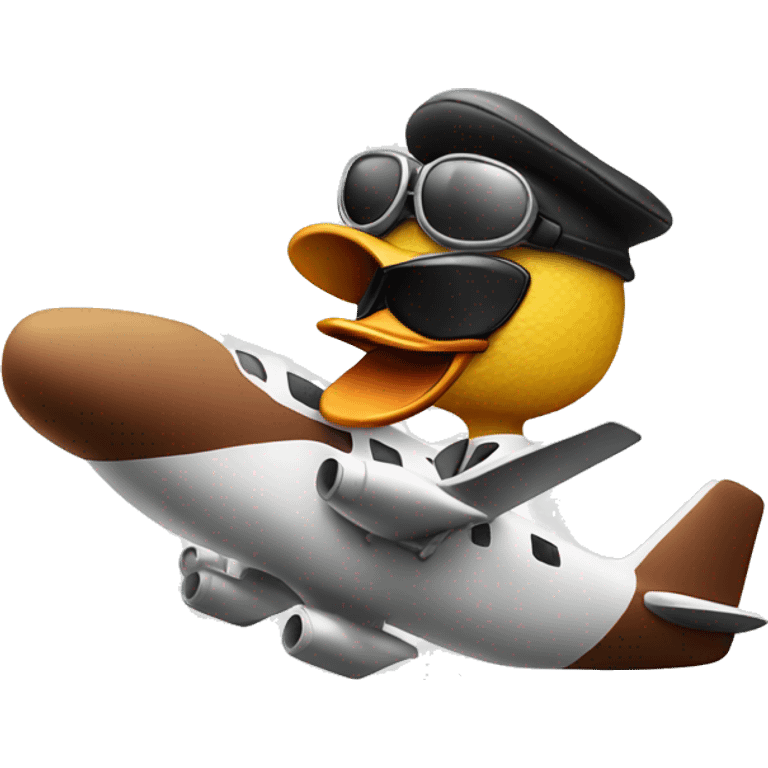 duck flying an airplane with eye patch and cigar emoji