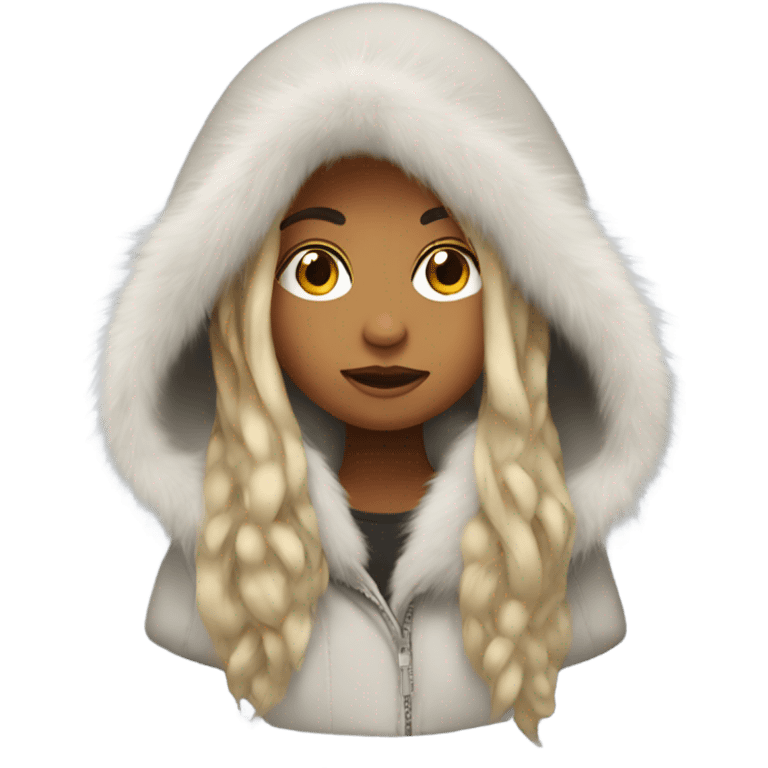 Girl with long hair and fur hood emoji