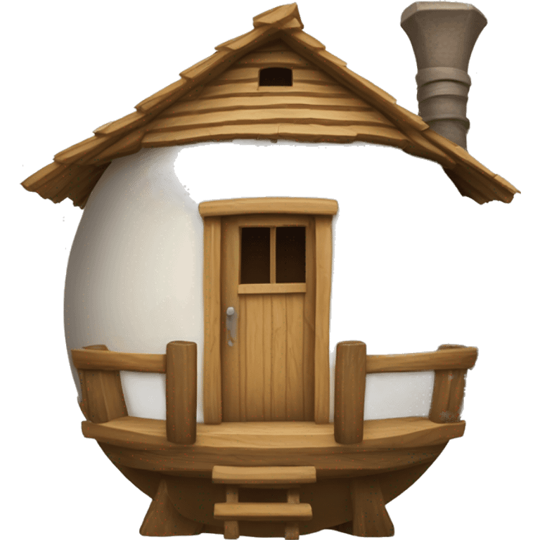 Maison en bois ronde avec flèche emoji