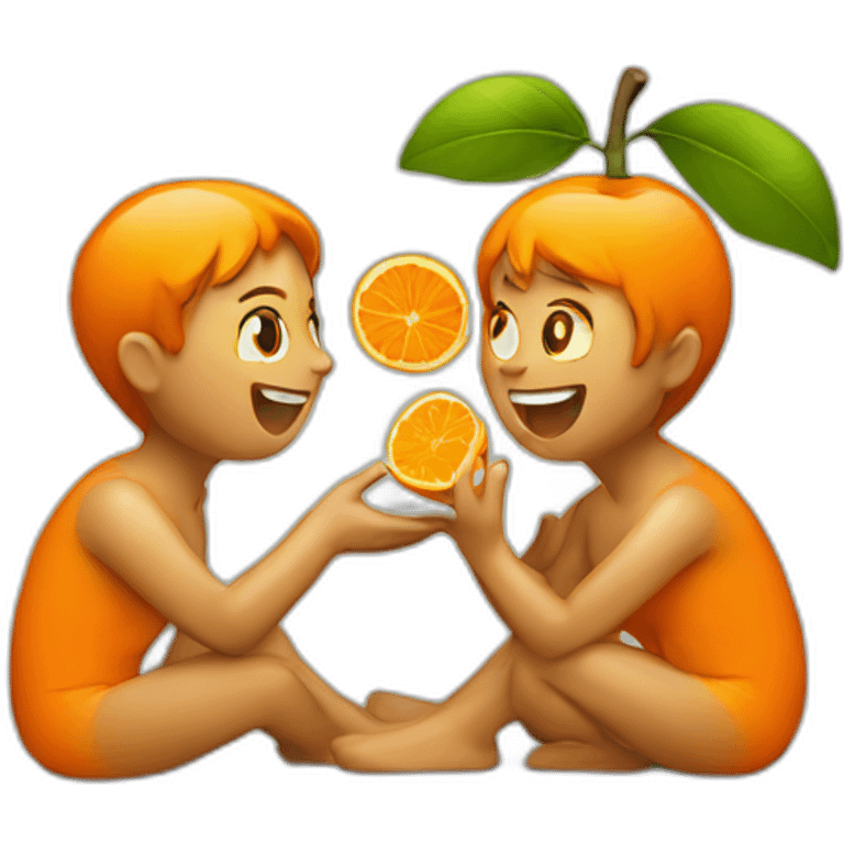 adam and eve eating orange fruit emoji