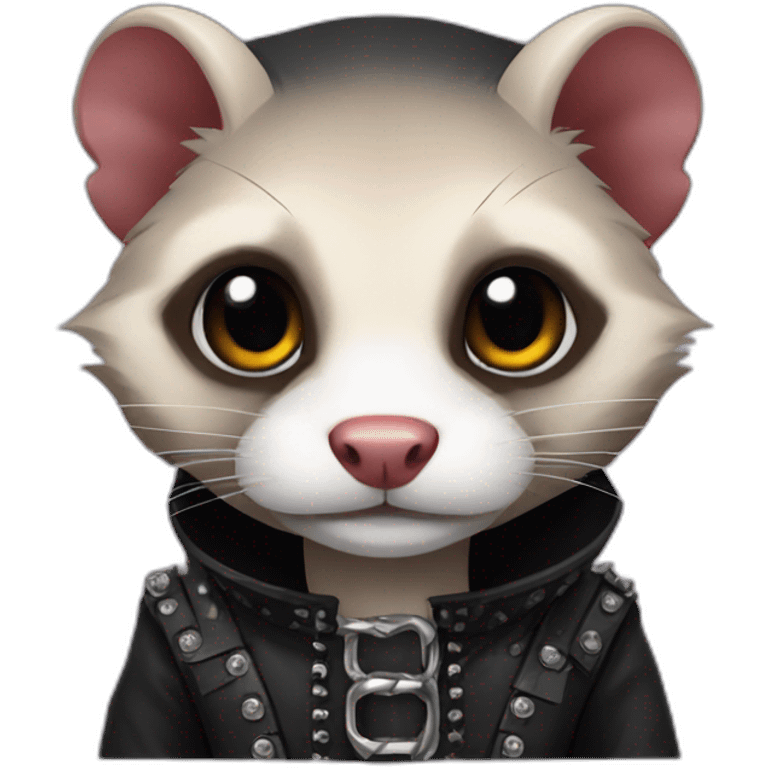 Red ferret wearing gothic heavy metal clothing emoji