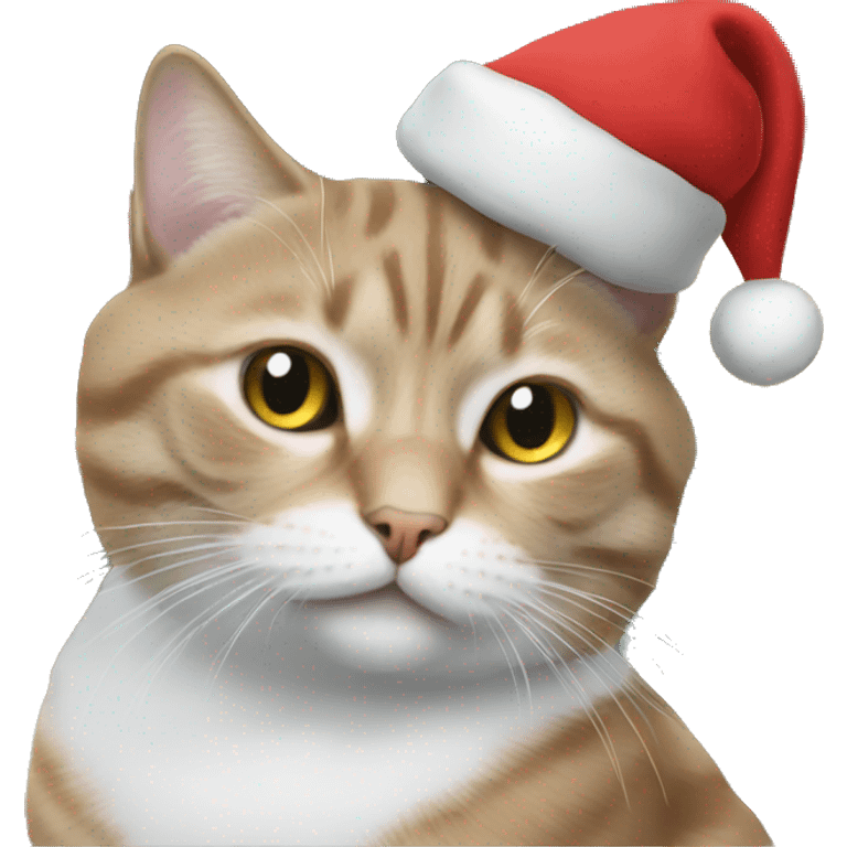 a cat with a christmas hat emoji