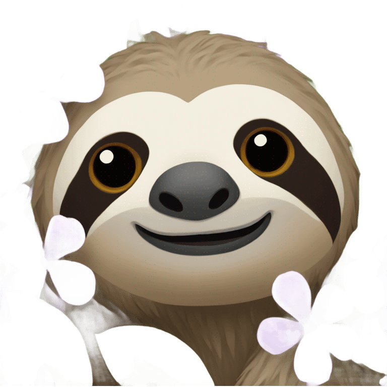 Sloth with purple flowers emoji