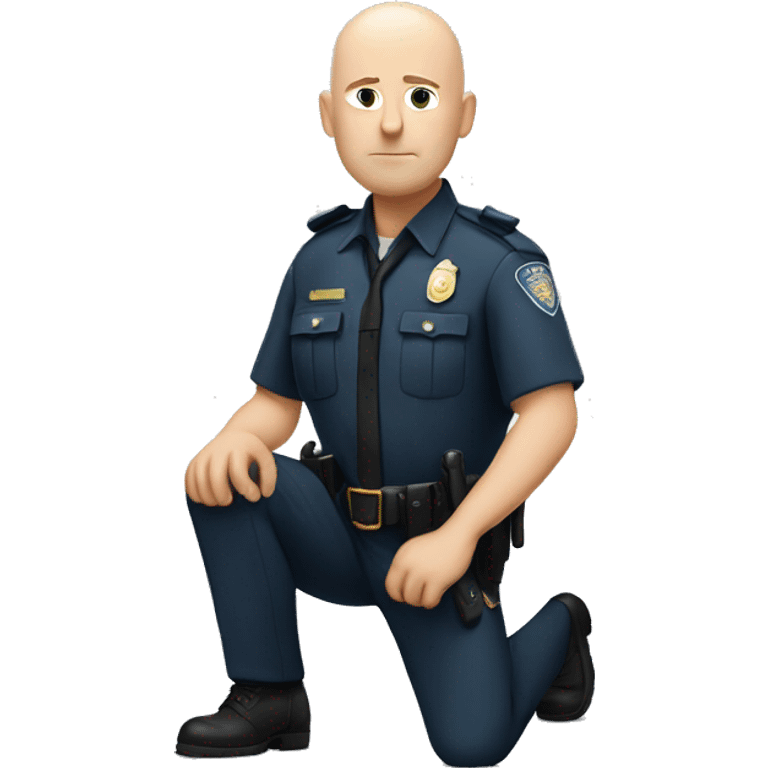 white bald police man kneeling  emoji