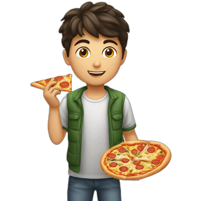 Tajik boy eating pizza emoji