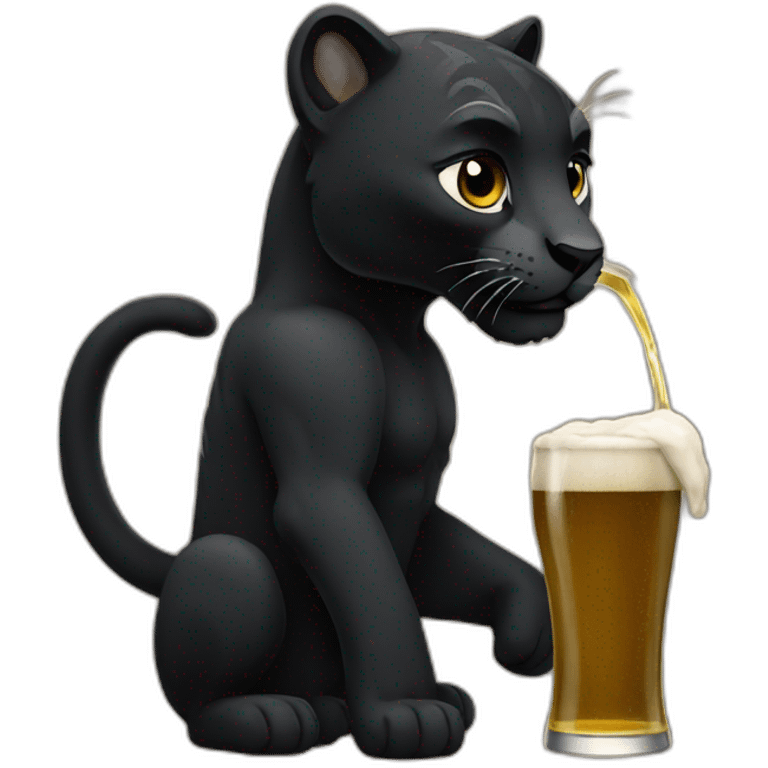 black panter drinking beer emoji