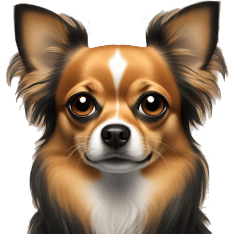 All dark orange long hair chihuahua black muzzle emoji