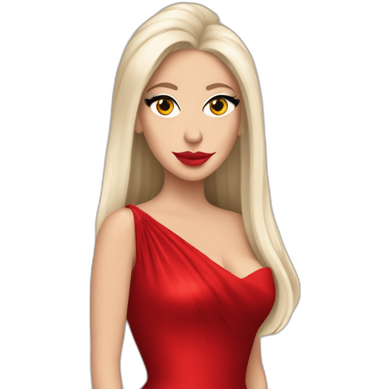 lady gaga wearing one red evening dress emoji