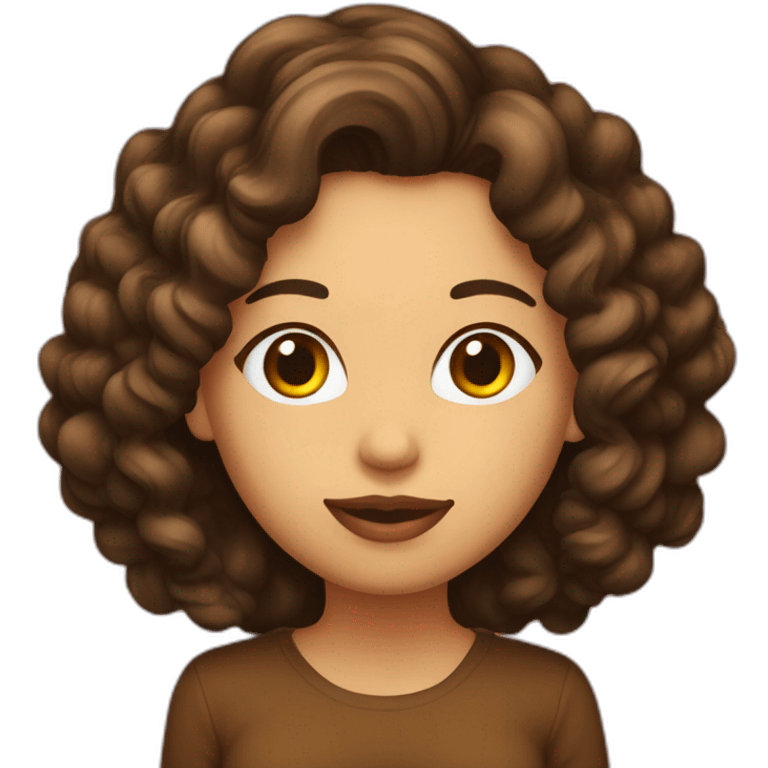 Mujer pelo largo rizado color marrón emoji