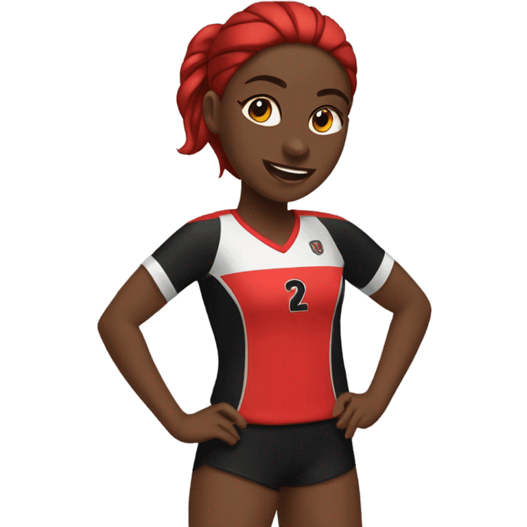 Red and black girls volleyball  emoji