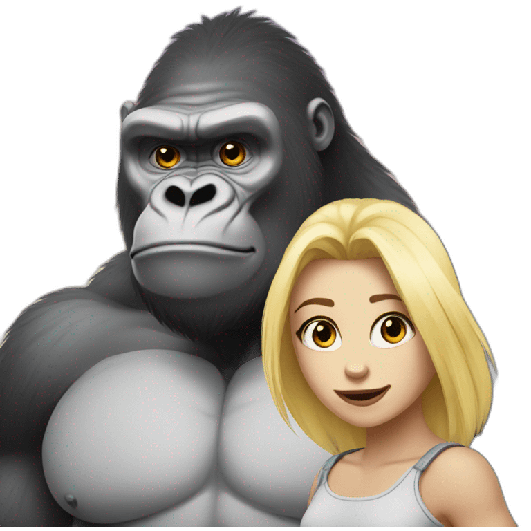 Buff Gorilla with a shy blonde girl emoji