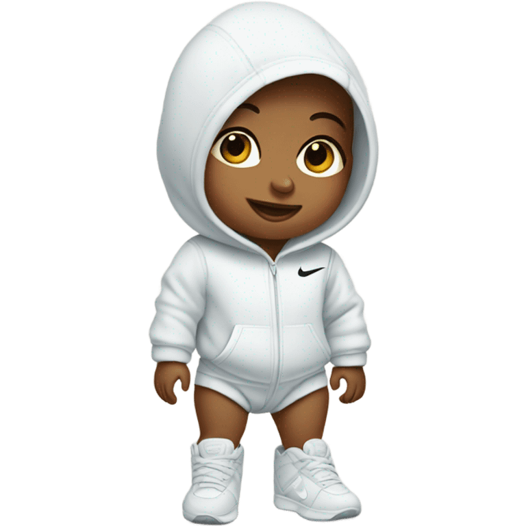 Baby wearing a Nike jumpsuit emoji