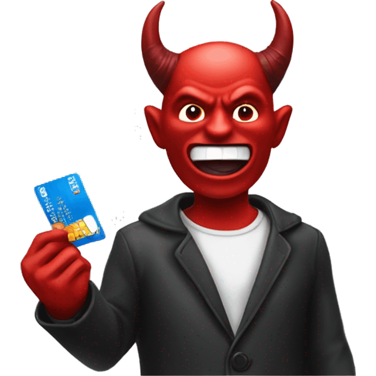 The devil holding a debit card emoji