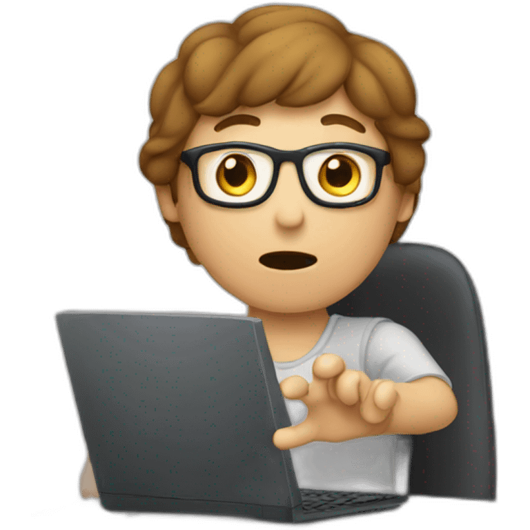 person with computer doing stop with hand emoji