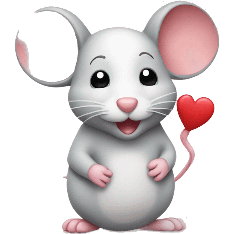 cute mouse with hearts emoji