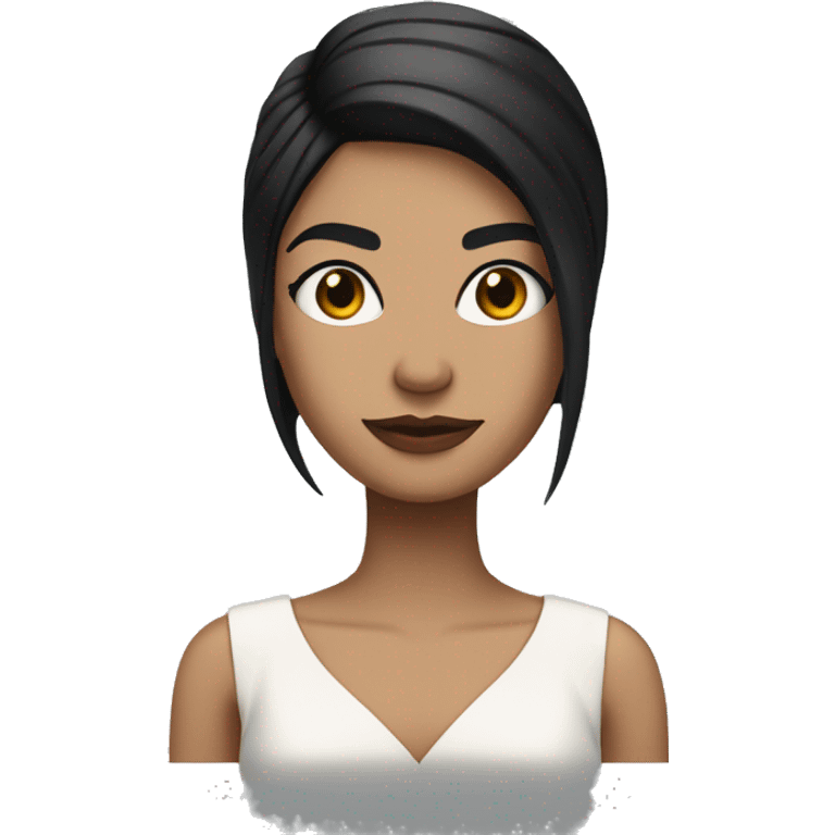 hair straight, American/British white, black hair, white face colour, slender face, wearing a trendy saree and accessories, full body, sharp jawline, edgy emoji