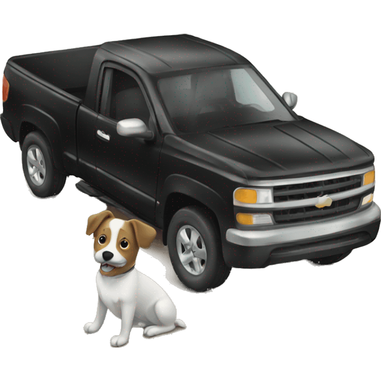 Black pickup truck with a dog  emoji