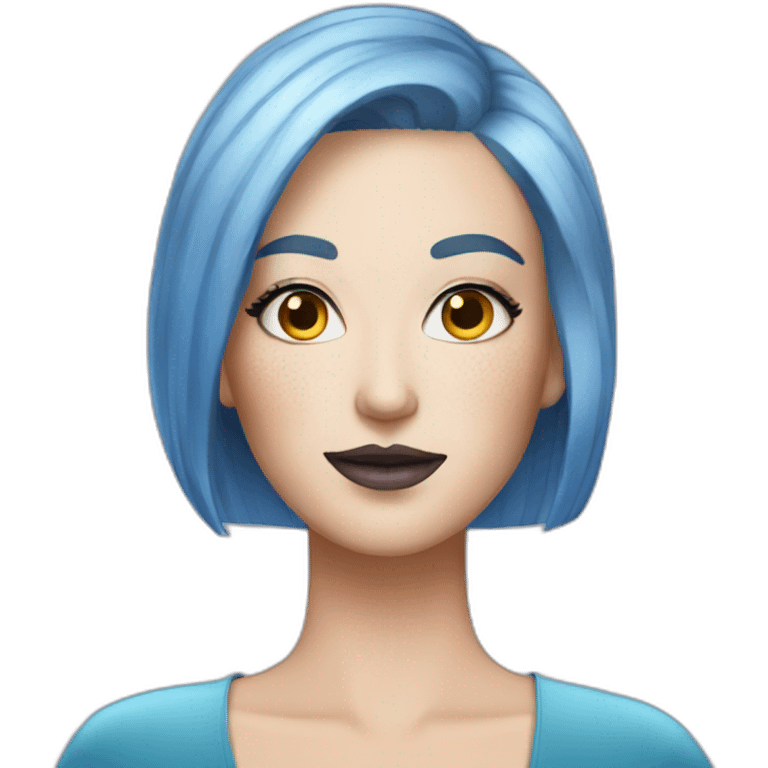 white women with short blue hair and glitter makeup emoji