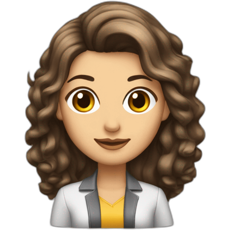 Empresaria Chica morena con pelo más largo de un lado con mechas pelirroja emoji