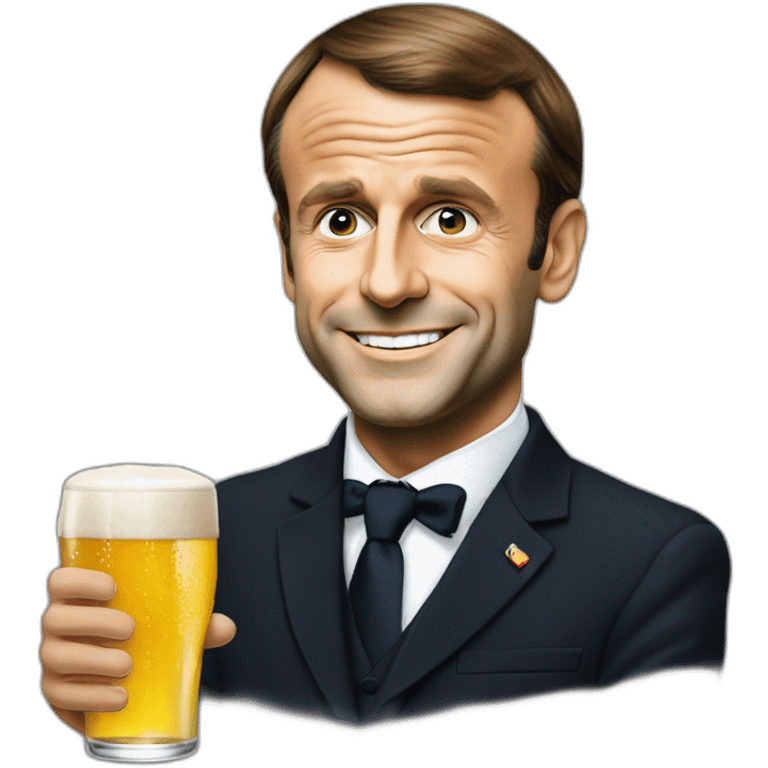 Emmanuel Macron avec une bière emoji