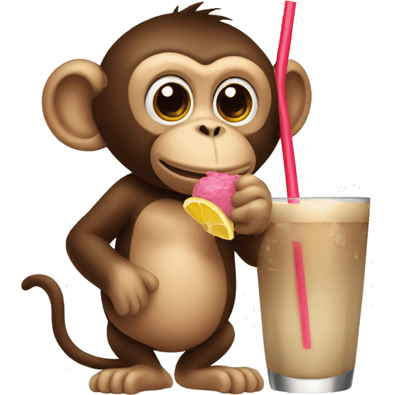 monkey sipping on a drink through a straw emoji