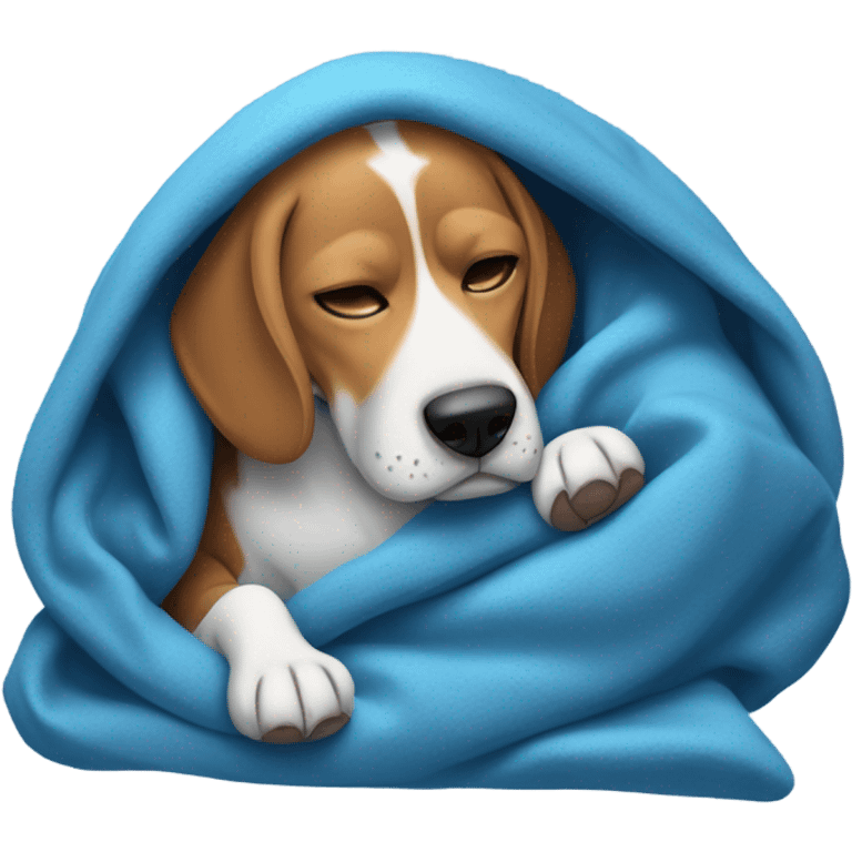 Cold Beagle UNDER many blue blankets emoji