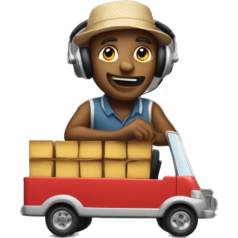 Trinidad man in an ad wagon playing music on loud speakers  emoji