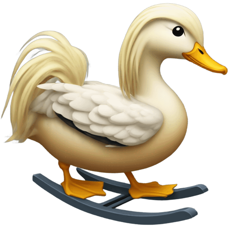 Duck with long rocker hair emoji