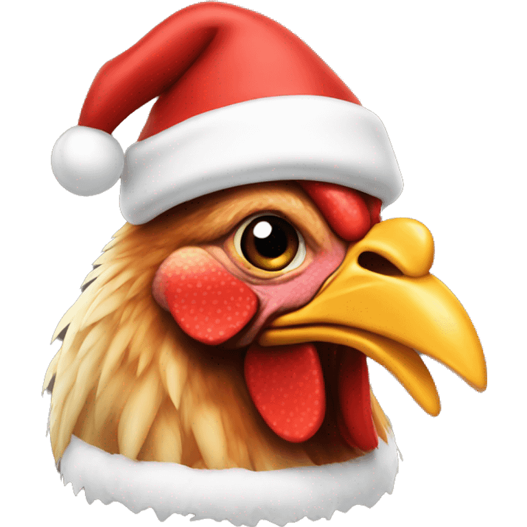 Chicken wearing a Santa hat  emoji