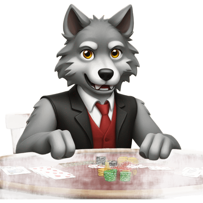 Wolf playing poker emoji