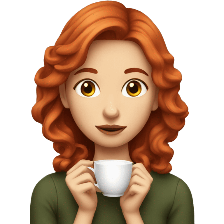 Girl sipping tea red hair emoji